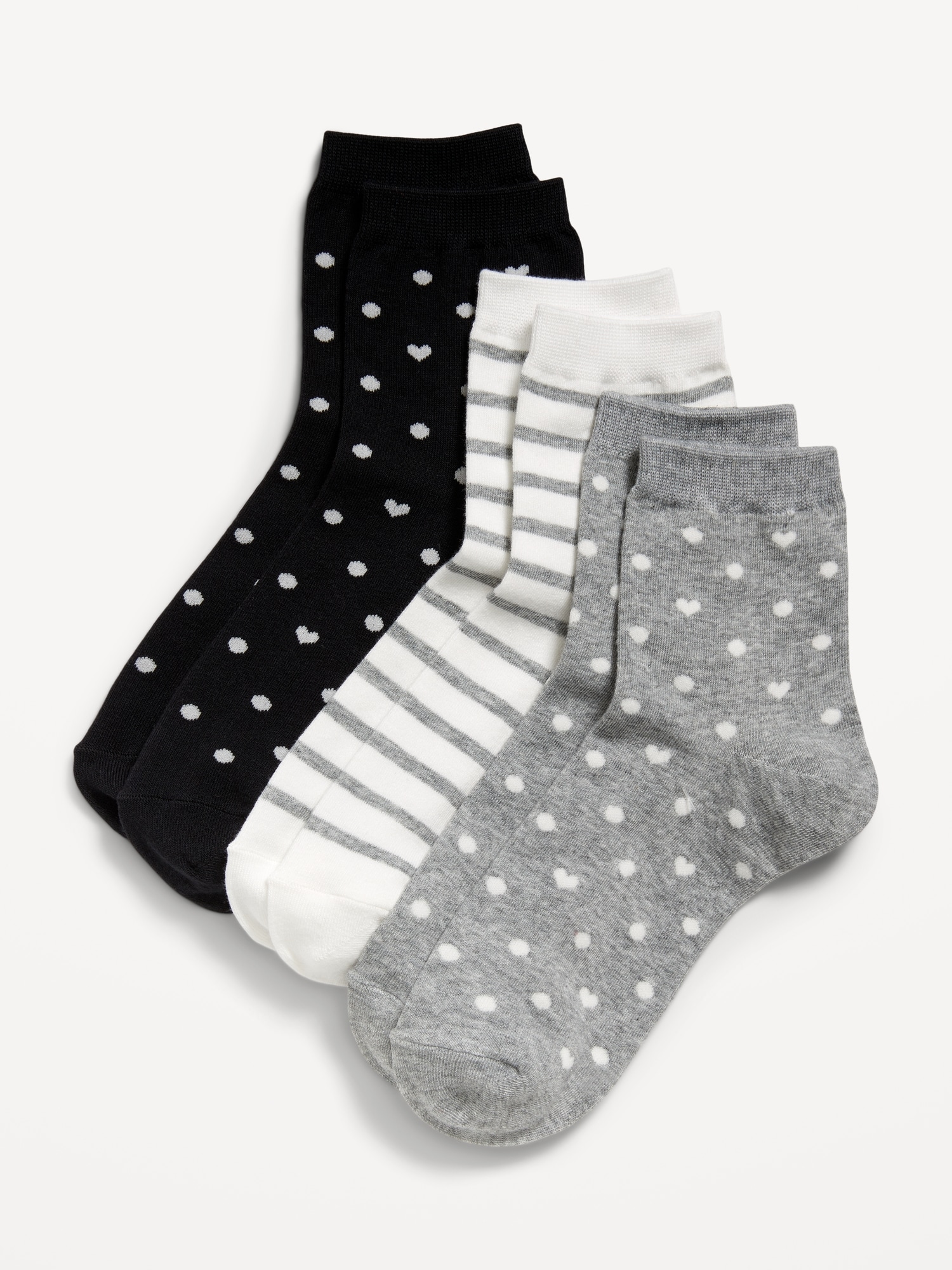 Novelty Quarter Crew Socks 3-Pack