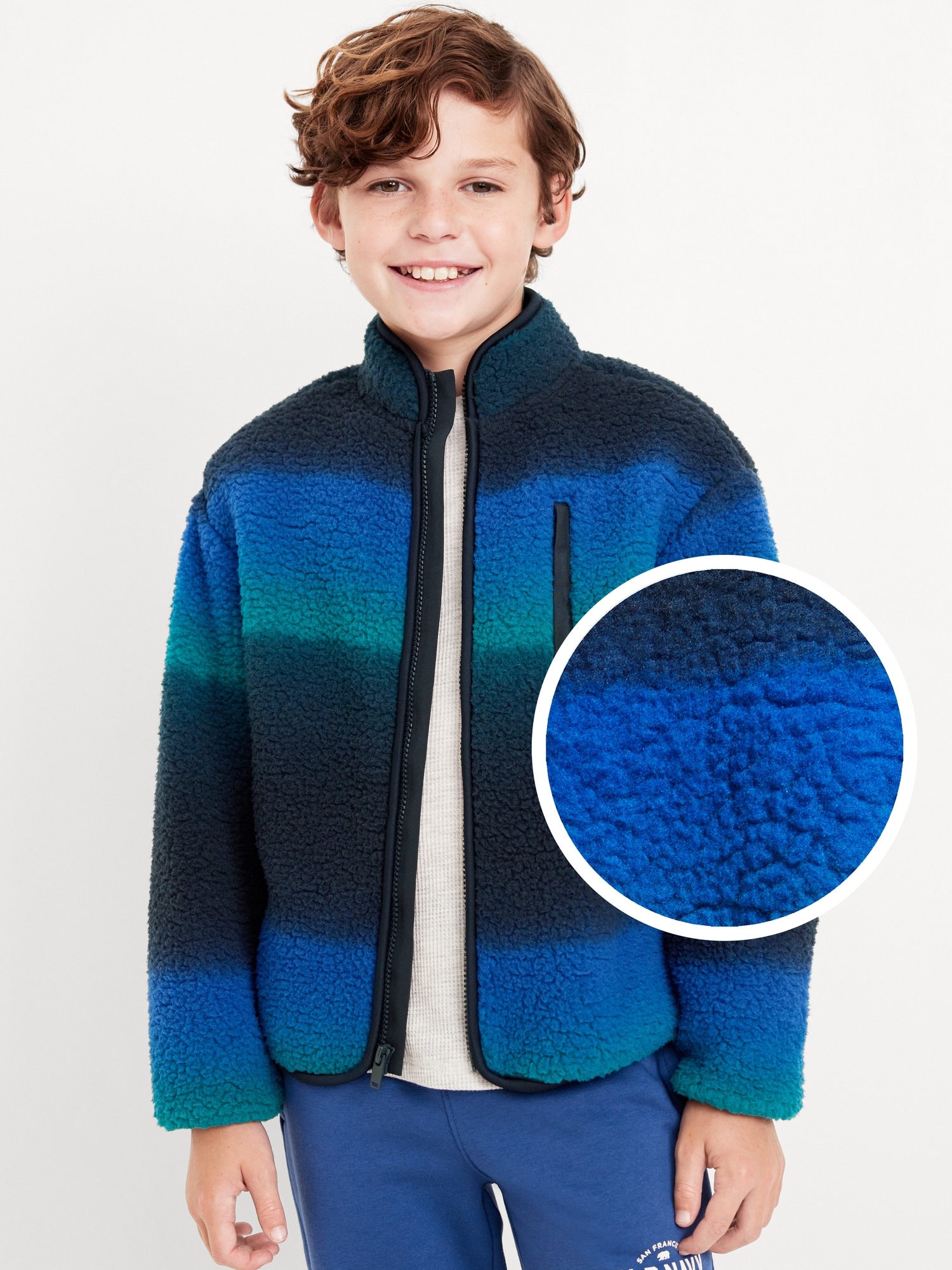 Printed Full-Zip Sherpa Jacket for Boys