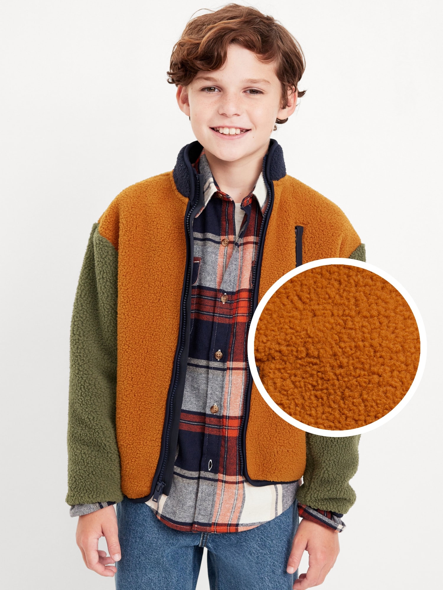 Full-Zip Sherpa Jacket for Boys