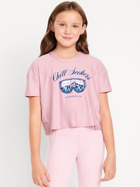 CloudMotion Cropped Graphic Performance T-Shirt for Girls