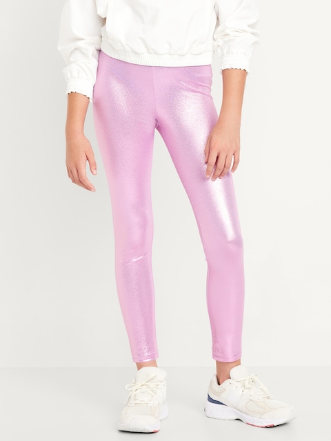 Shiny Foil Print Leggings for Girls - Fresh Lilac