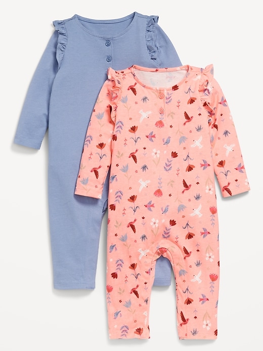 View large product image 1 of 1. Printed Ruffle-Trim Jumpsuit 2-Pack for Baby