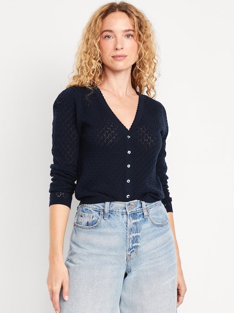 SoSoft Lite V-Neck Pointelle Cardigan Sweater
