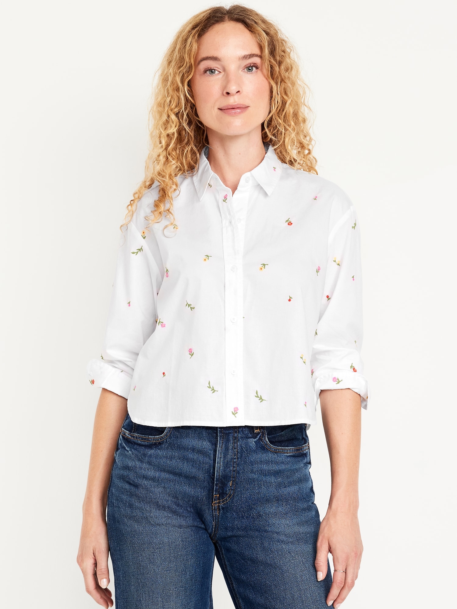 Cropped Button-Down Shirt