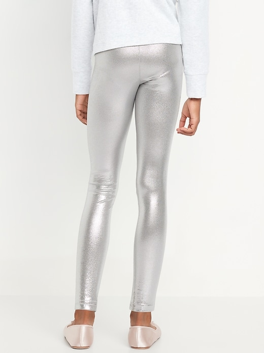 Image number 2 showing, Shiny Foil Print Leggings for Girls