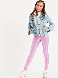 View large product image 3 of 5. Shiny Foil Print Leggings for Girls