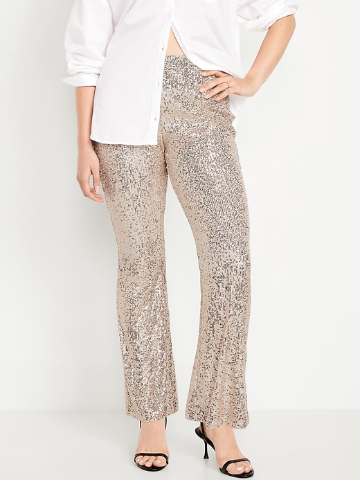 Image number 5 showing, High-Waisted Sequin Flare Pants