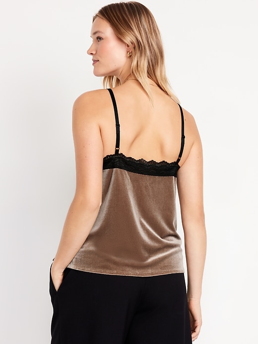 Image number 4 showing, Lace-Trim Velvet Top