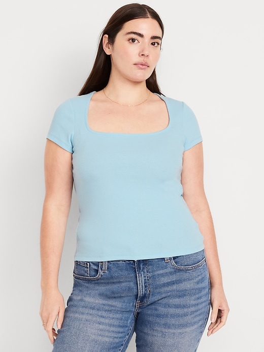 Image number 5 showing, Ribbed Square-Neck T-Shirt