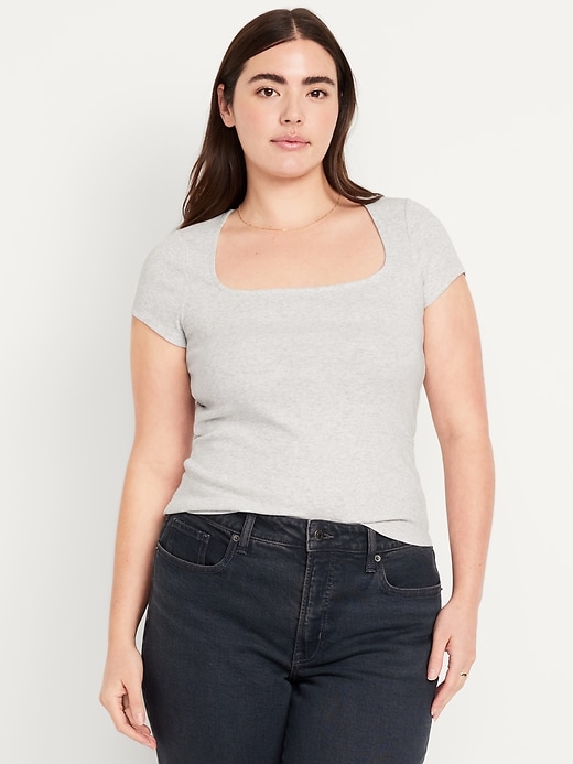 Image number 5 showing, Ribbed Square-Neck T-Shirt