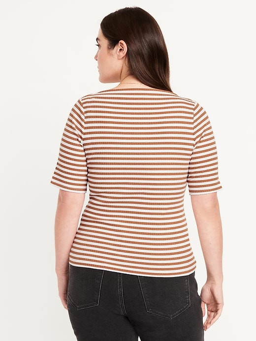 Image number 6 showing, Ribbed Boat-Neck T-Shirt