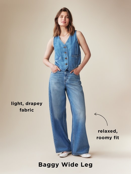 Image number 6 showing, High-Waisted Baggy Wide-Leg Jeans