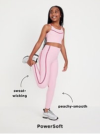 Image number 6 showing, High-Waisted PowerSoft 7/8-Length Performance Leggings for Girls