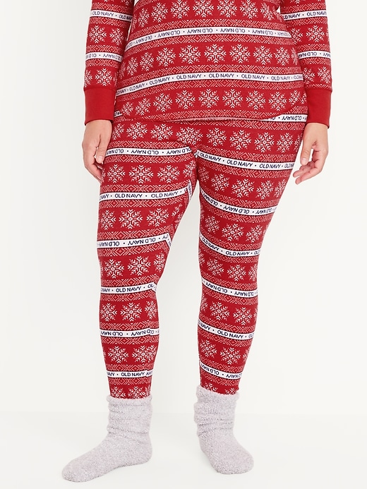 Image number 7 showing, High-Waisted Printed Waffle Pajama Leggings for Women