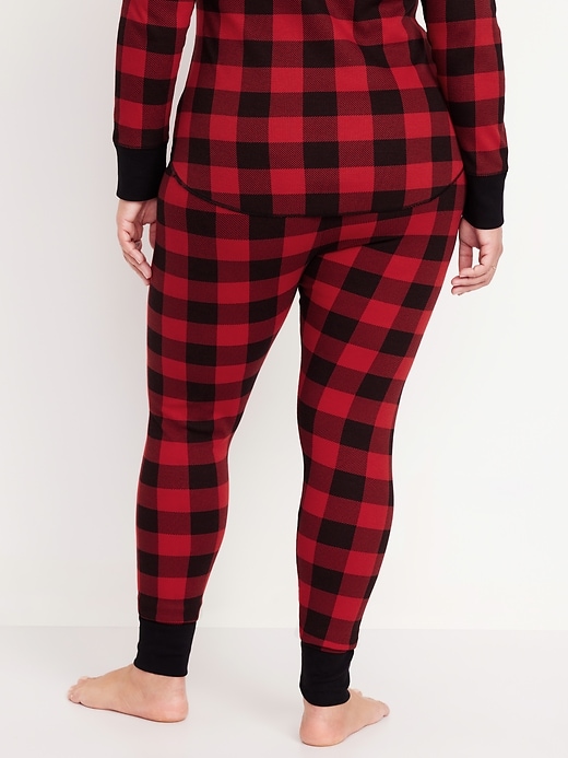 Image number 8 showing, High-Waisted Printed Waffle Pajama Leggings for Women