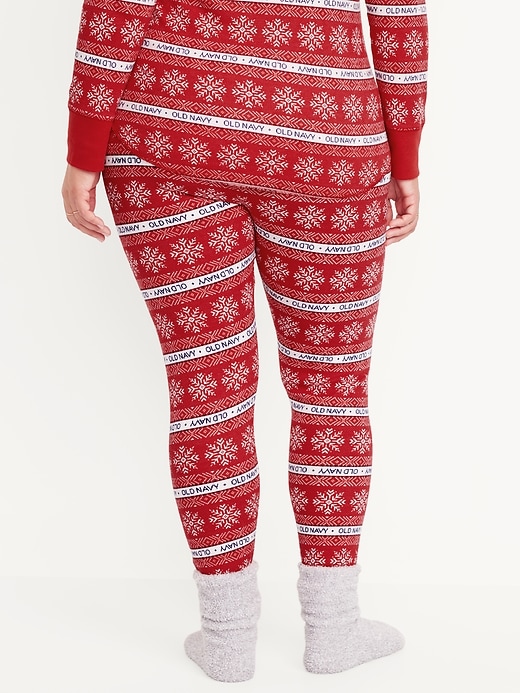 Image number 8 showing, High-Waisted Printed Waffle Pajama Leggings for Women