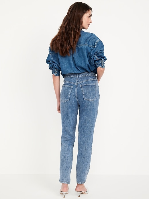 Image number 4 showing, High-Waisted OG Straight Rhinestone-Embellished Ankle Jeans