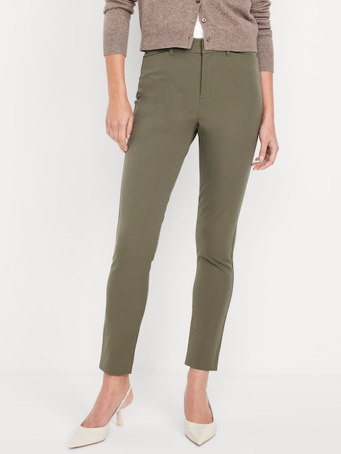 High-Waisted Pixie Skinny Ankle Pants - Olive Green