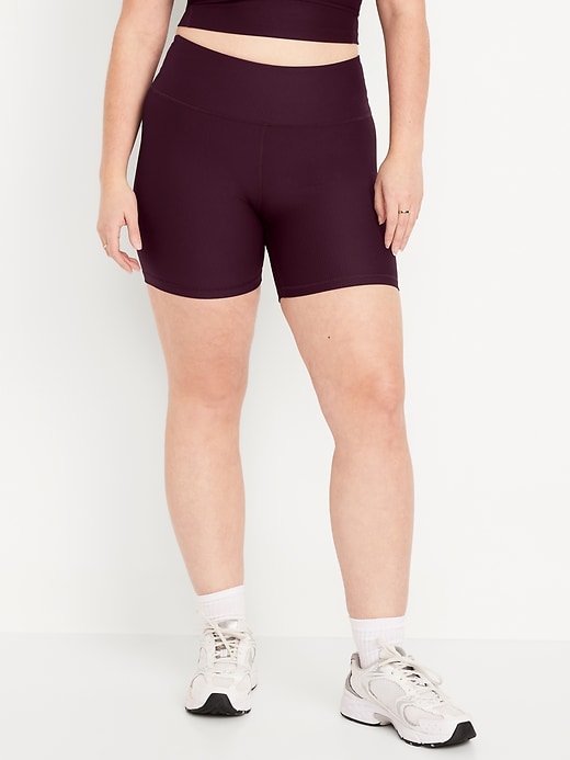 Image number 4 showing, High-Waisted PowerSoft Rib Biker Shorts -- 6-inch inseam