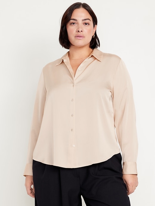 Image number 7 showing, Classic Button-Down Satin Shirt