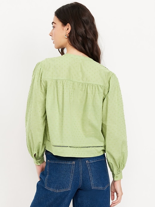 Image number 2 showing, Swiss Dot Button-Down Pintuck Top