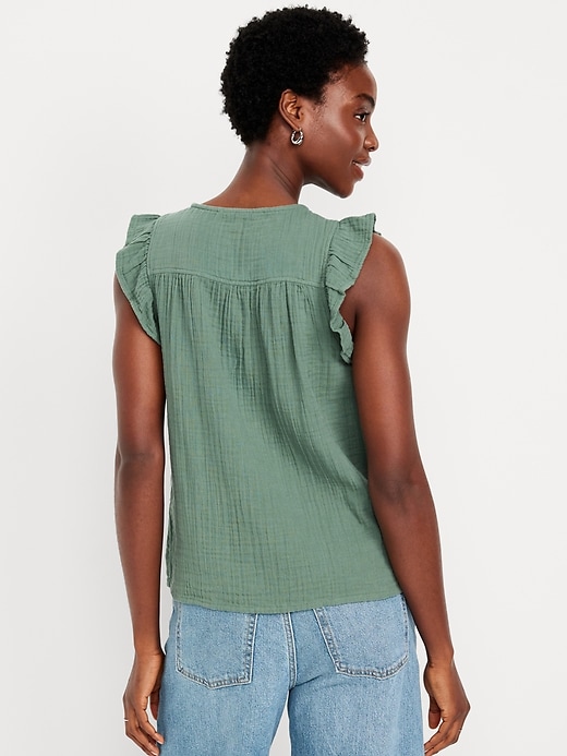 Image number 2 showing, Sleeveless Crinkle Gauze Top