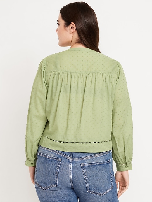 Image number 5 showing, Swiss Dot Button-Down Pintuck Top