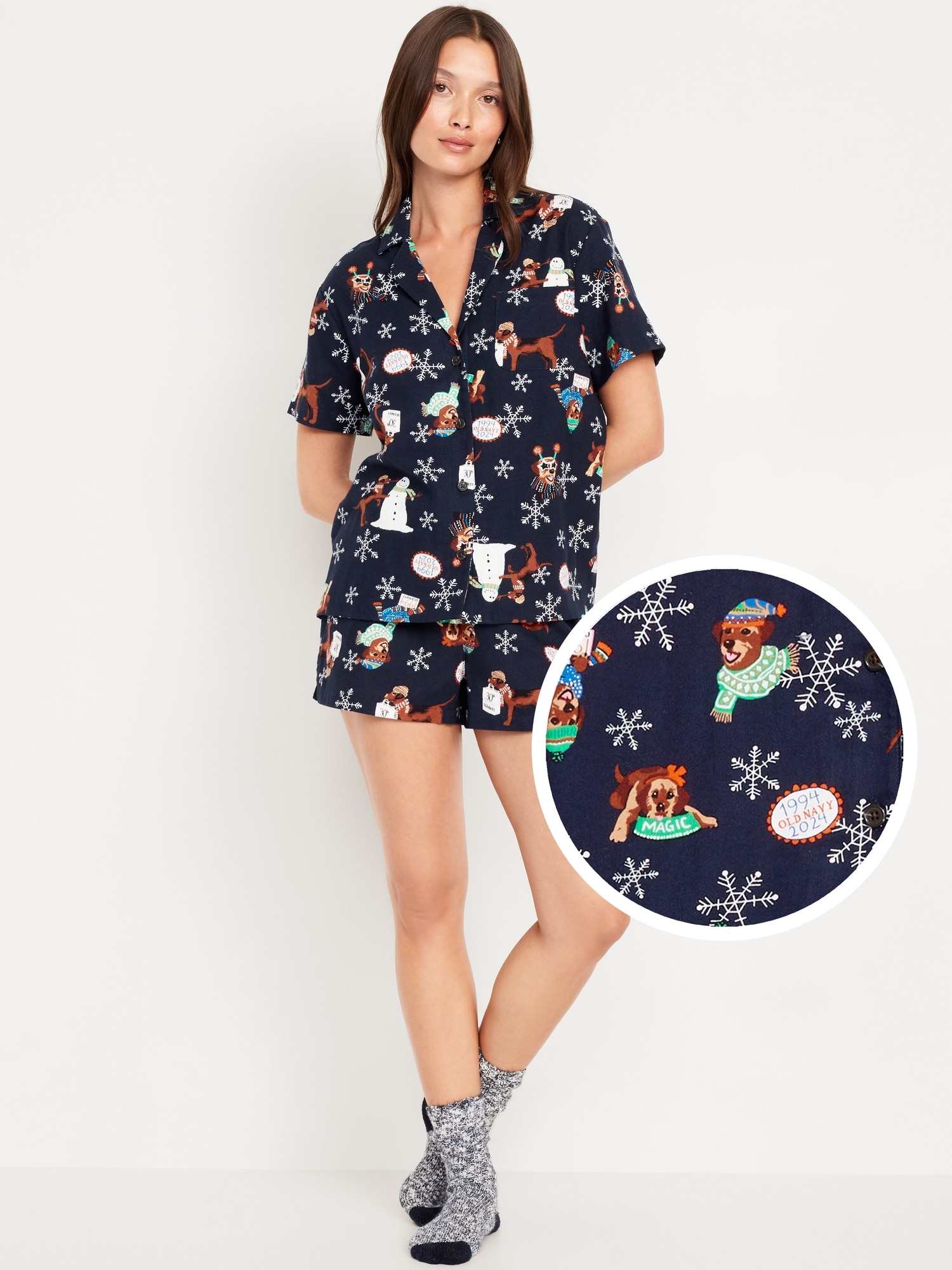 Flannel Pajama Short Set for Women | Old Navy