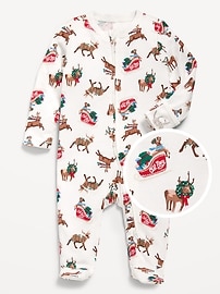Image number 1 showing, 2-Way-Zip Printed Sleep & Play Footed One-Piece for Baby