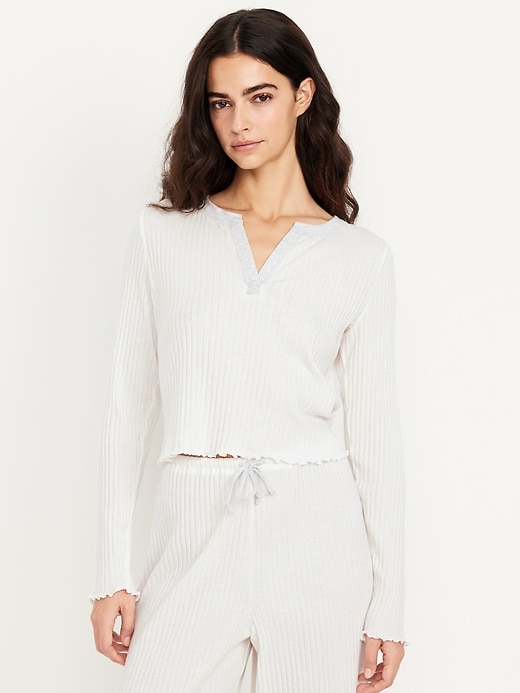 Image number 1 showing, Ribbed Pajama Top