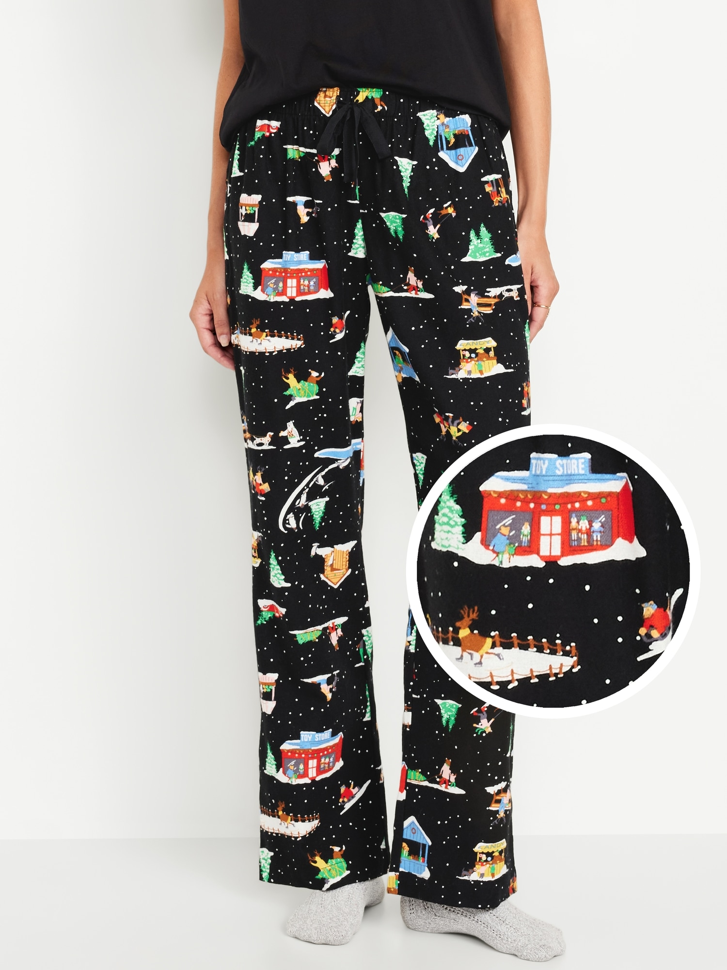 Mid-Rise Printed Flannel Pajama Pants