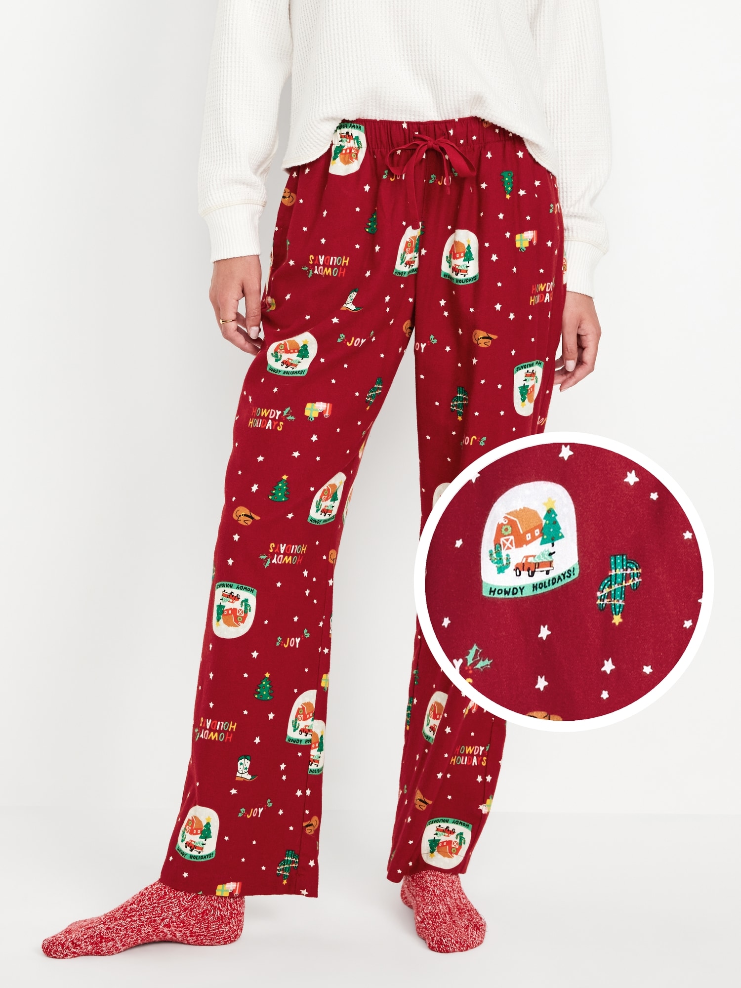 Mid-Rise Printed Flannel Pajama Pants