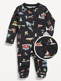 Image number 1 showing, 2-Way-Zip Printed Sleep & Play Footed One-Piece for Baby