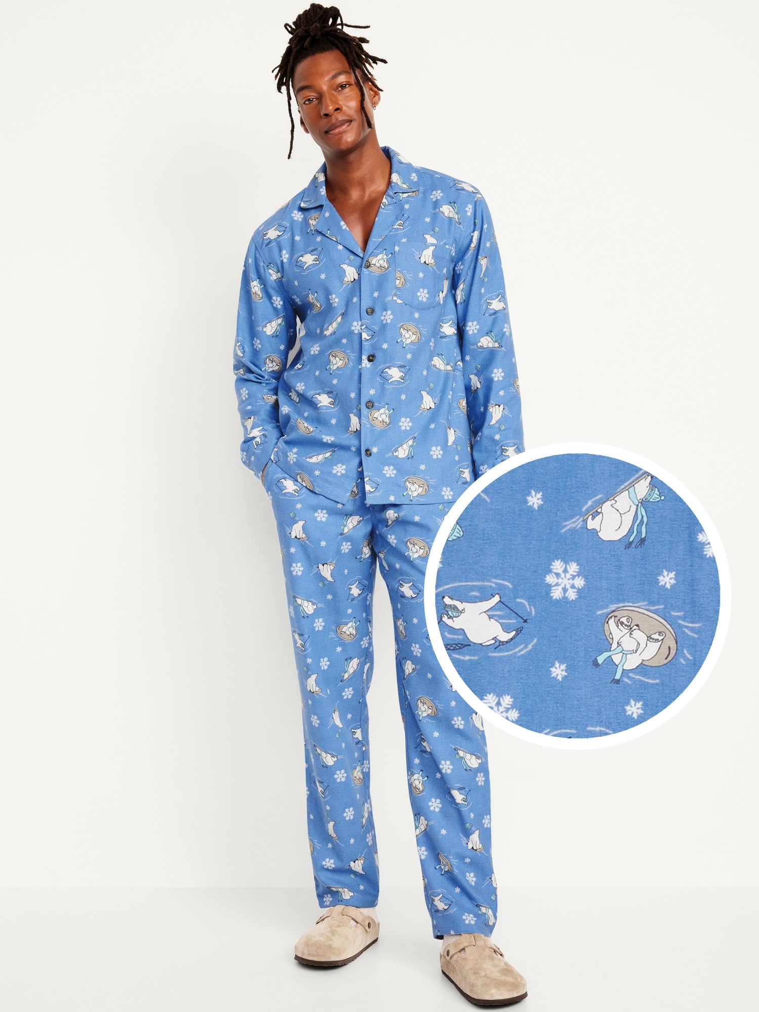 Printed Flannel Pajama Set