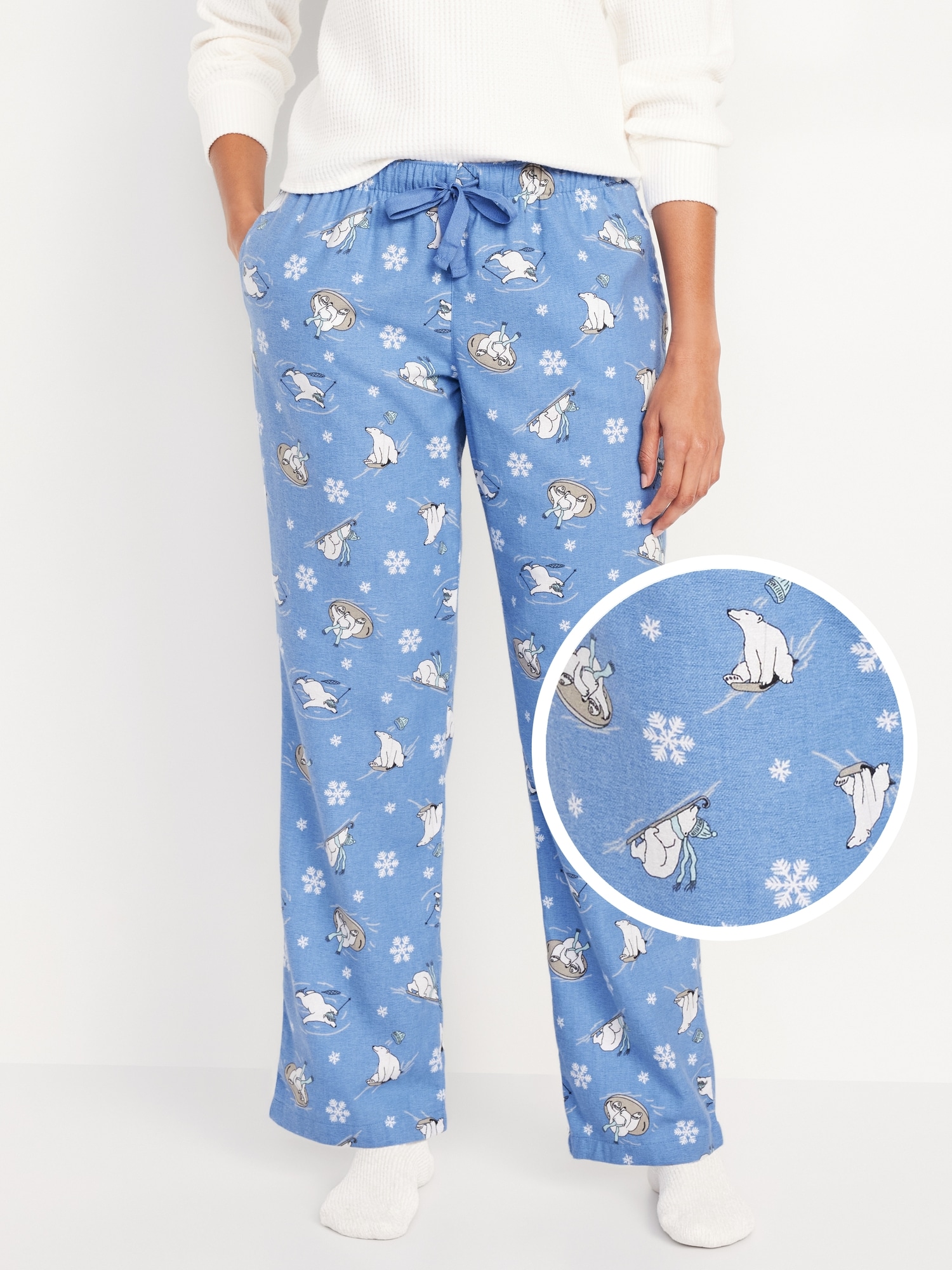 Mid-Rise Printed Flannel Pajama Pants