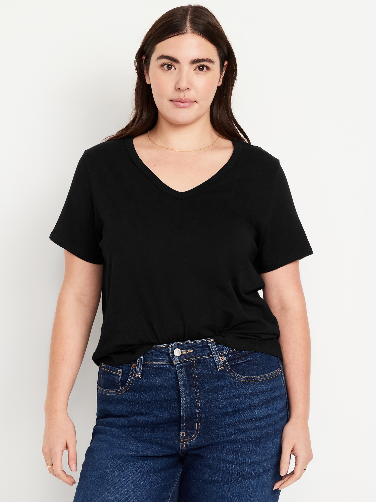 Женская футболка Old Navy EveryWear V-Neck, цвет: Чёрный — фото 5