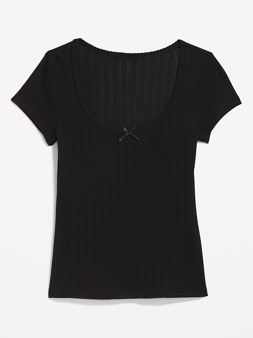 Image number 4 showing, Lace-Trim Ribbed T-Shirt