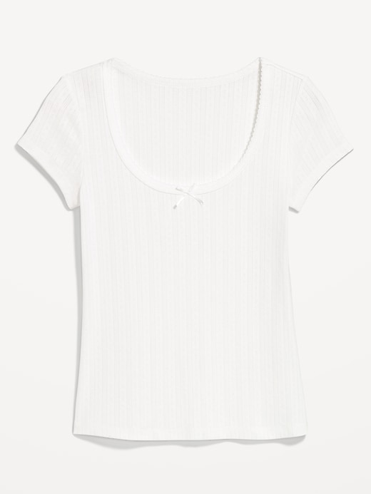 Image number 4 showing, Lace-Trim Ribbed T-Shirt