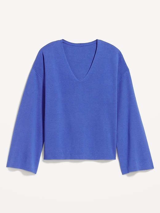 Image number 4 showing, Bell-Sleeve V-Neck Sweater