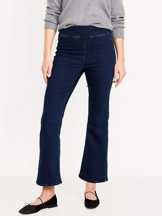 Image number 2 showing, High-Waisted Weekender Pull-On Crop Flare Jeans