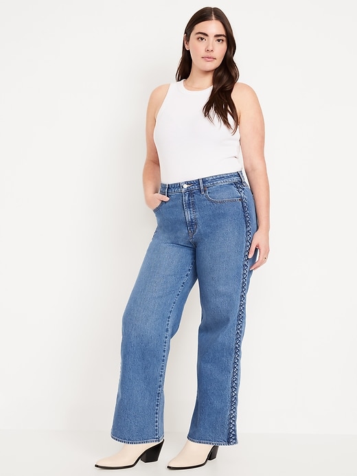 Image number 5 showing, Extra High-Waisted Braided Wide-Leg Jeans