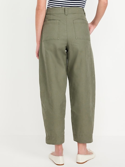 Image number 2 showing, High-Waisted Canvas Barrel Ankle Pants