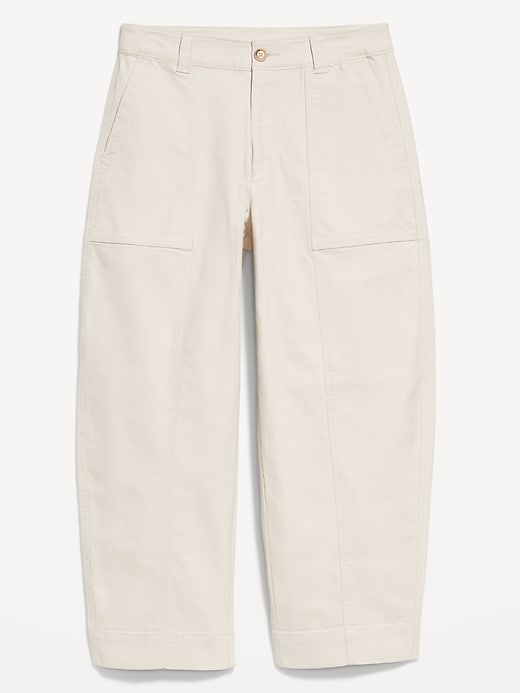 Image number 2 showing, High-Waisted Canvas Barrel Ankle Pants