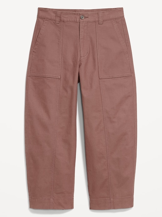 Image number 8 showing, High-Waisted Canvas Barrel Ankle Pants