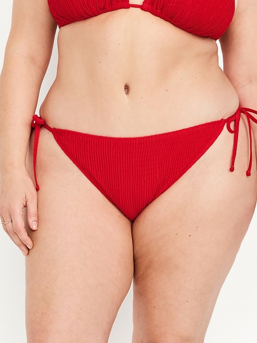 Image number 7 showing, Mid-Rise Textured String Bikini Swim Bottoms