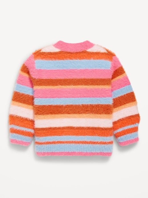 View large product image 2 of 2. Striped Eyelash Button-Front Cardigan Sweater for Baby