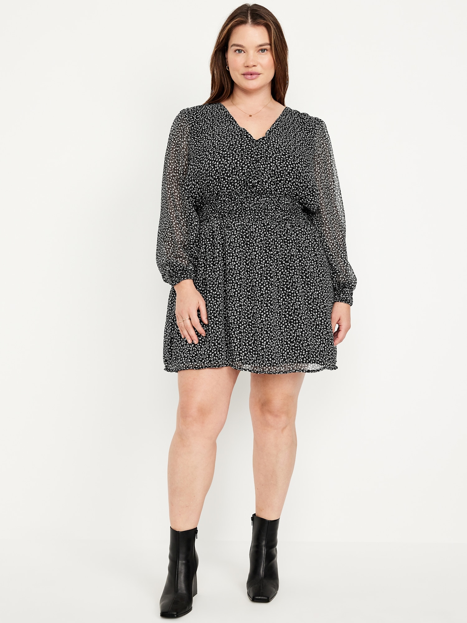 Waist-Defined Chiffon Mini Dress | Old Navy