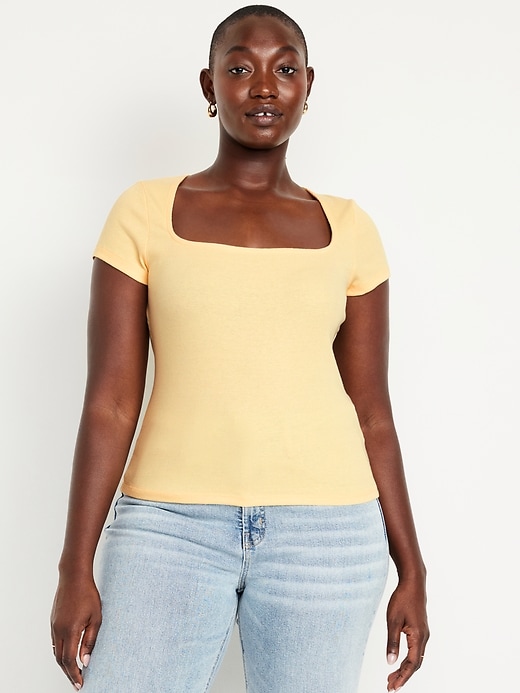 Image number 5 showing, Ribbed Square-Neck T-Shirt