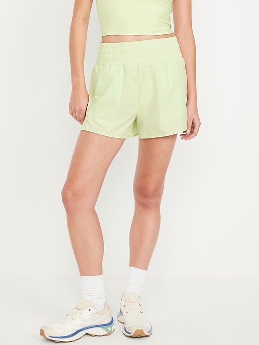 Image number 1 showing, Extra High-Waisted Crinkle Run Shorts -- 3-inch inseam