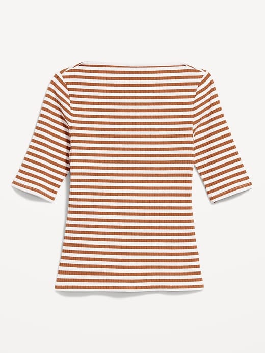 Image number 4 showing, Ribbed Boat-Neck T-Shirt